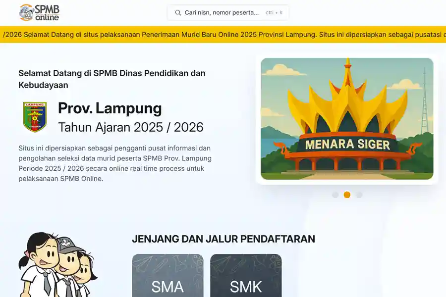 Tampilan halaman depan lampung.spmb.id Tampilan halaman depan lampung.spmb.id